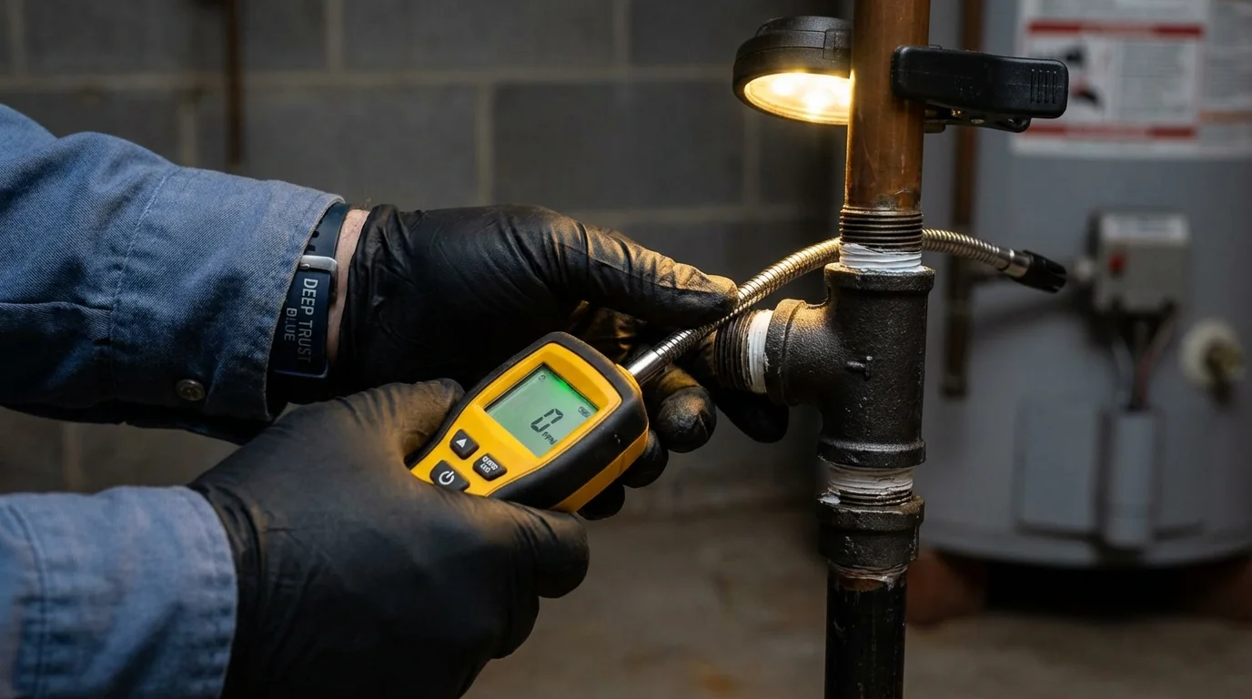 Gas leak detection with electronic sniffer by Johns Plumbing LLC in Kissee Mills