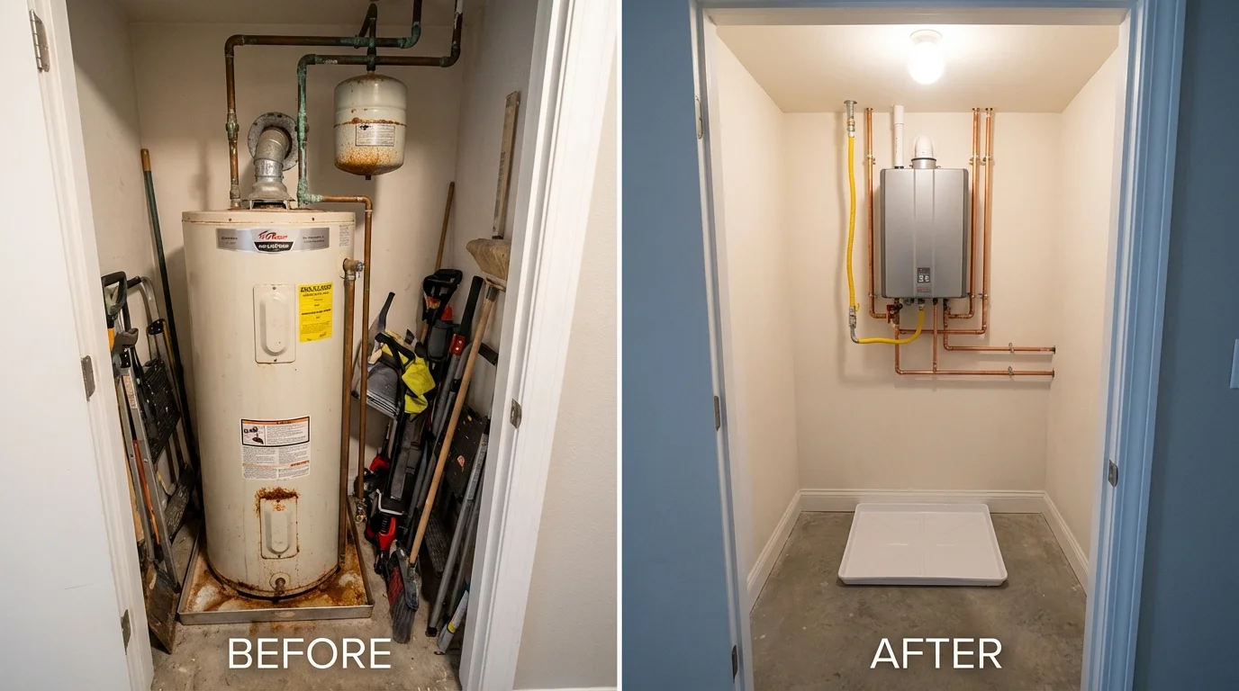 Tank water heater versus wall-mounted tankless unit comparison for Kissee Mills, MO homeowners